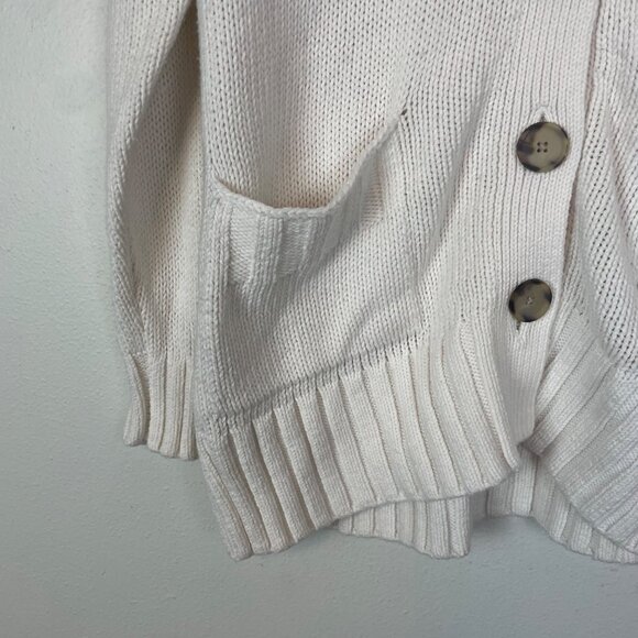 Loft Womens XS White Relaxed V Neck Cardigan Oversized Boxy Sweater Basic Staple - Picture 3 of 10
